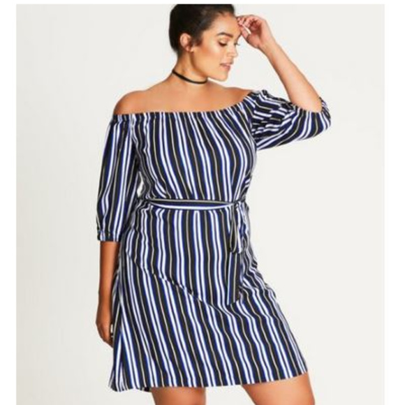 City Chic Dresses & Skirts - CITY CHIC Sateen Stripe Dress NEW!